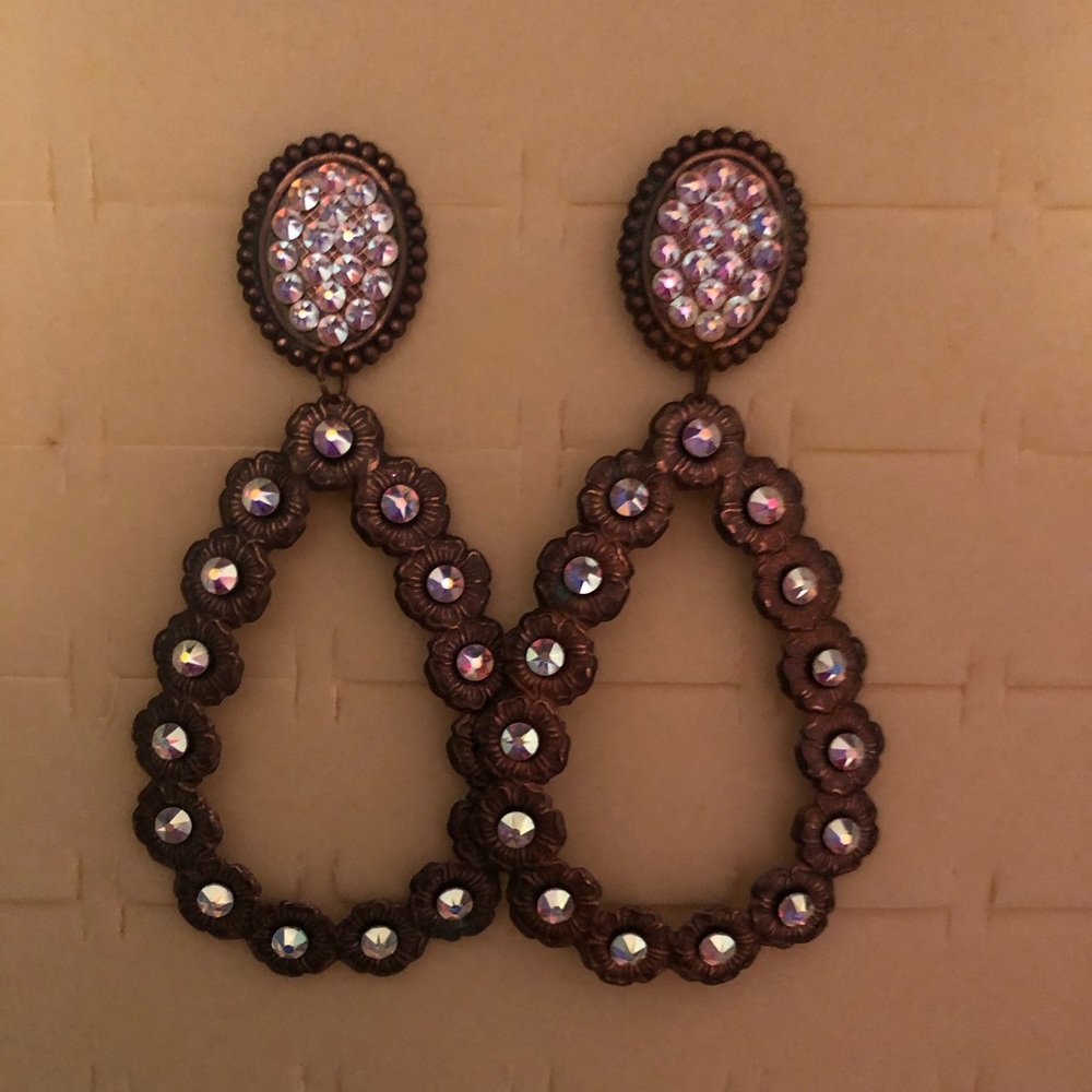 Rose gold pink panache teardrop earrings